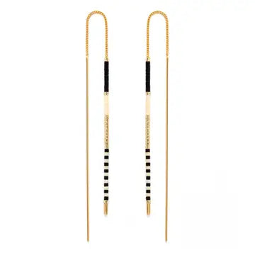 Kama Loka Amano Studio Bone and Black Miyuki Seed Threader Earrings