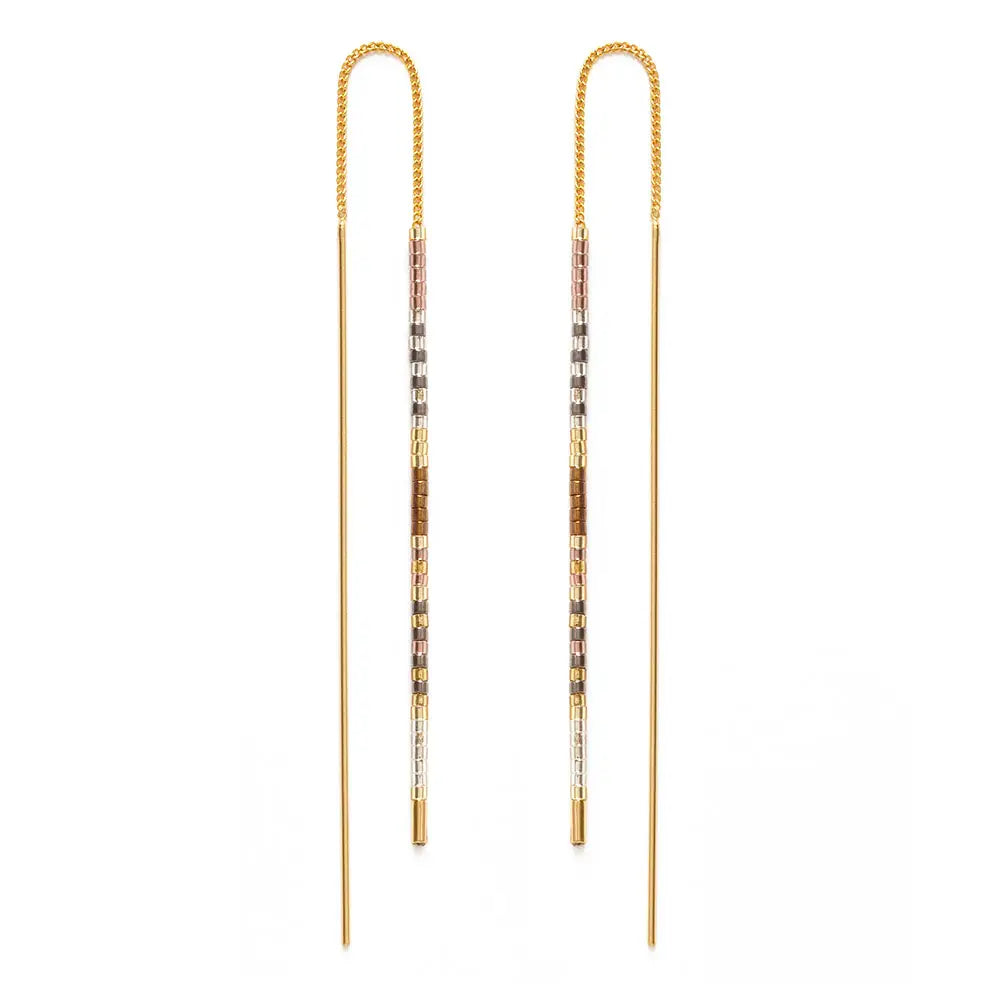 Amano Kama Loka Amano Studio Champagne Miyuki Seed Threader Earrings Earrings