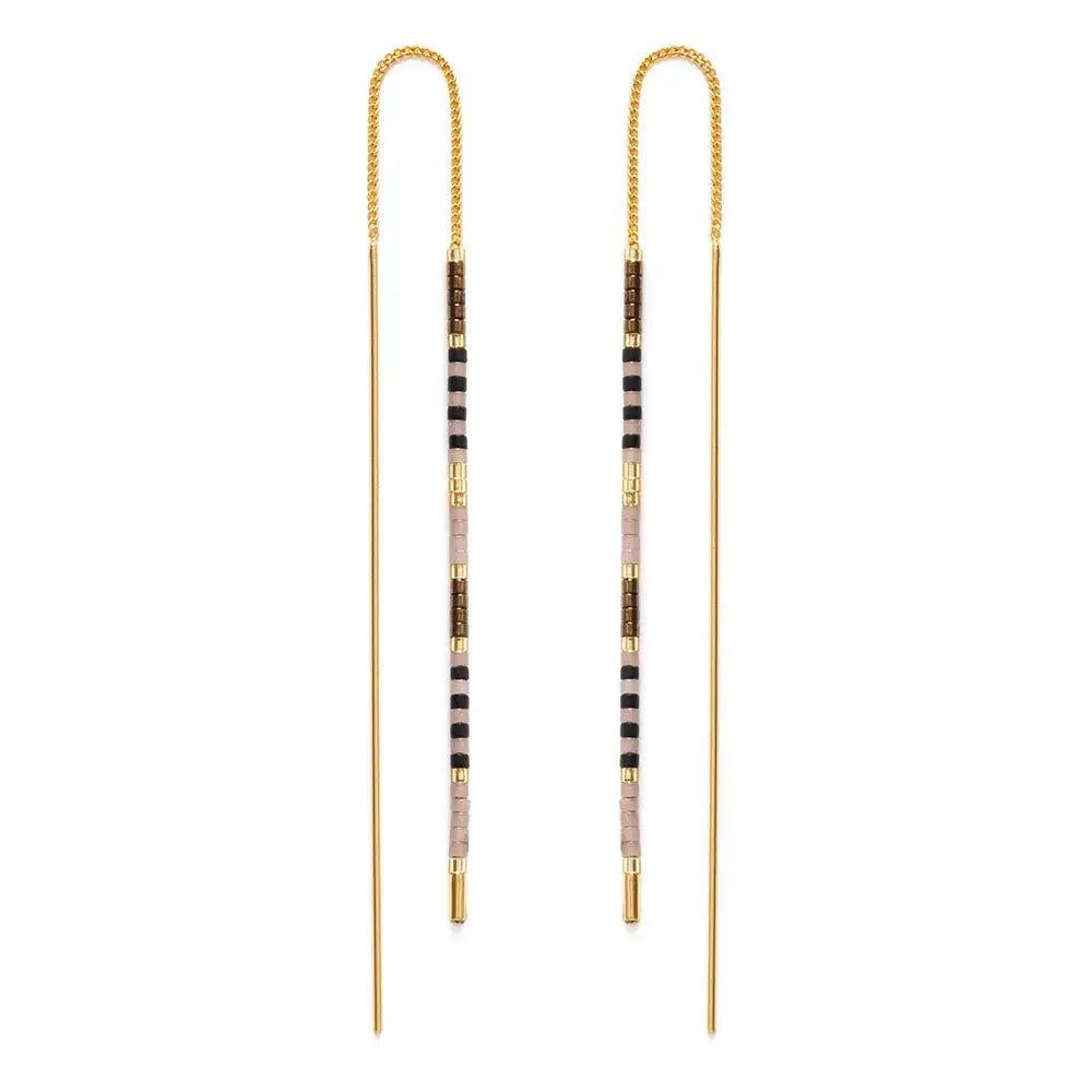 Kama Loka Amano Studio Chocolate Miyuki Seed Threader Earrings