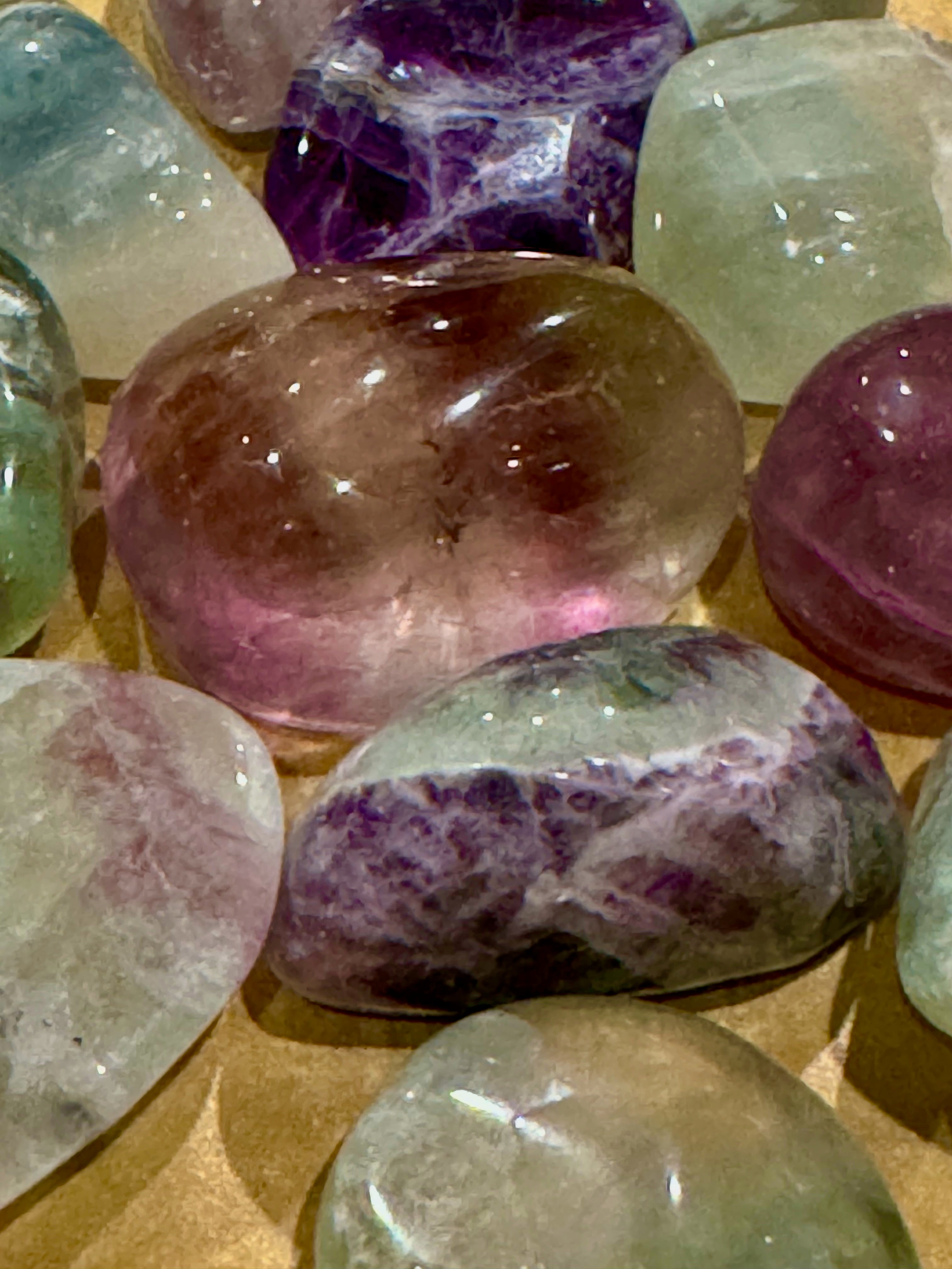 Rainbow Fluorite Crystal Tumbles