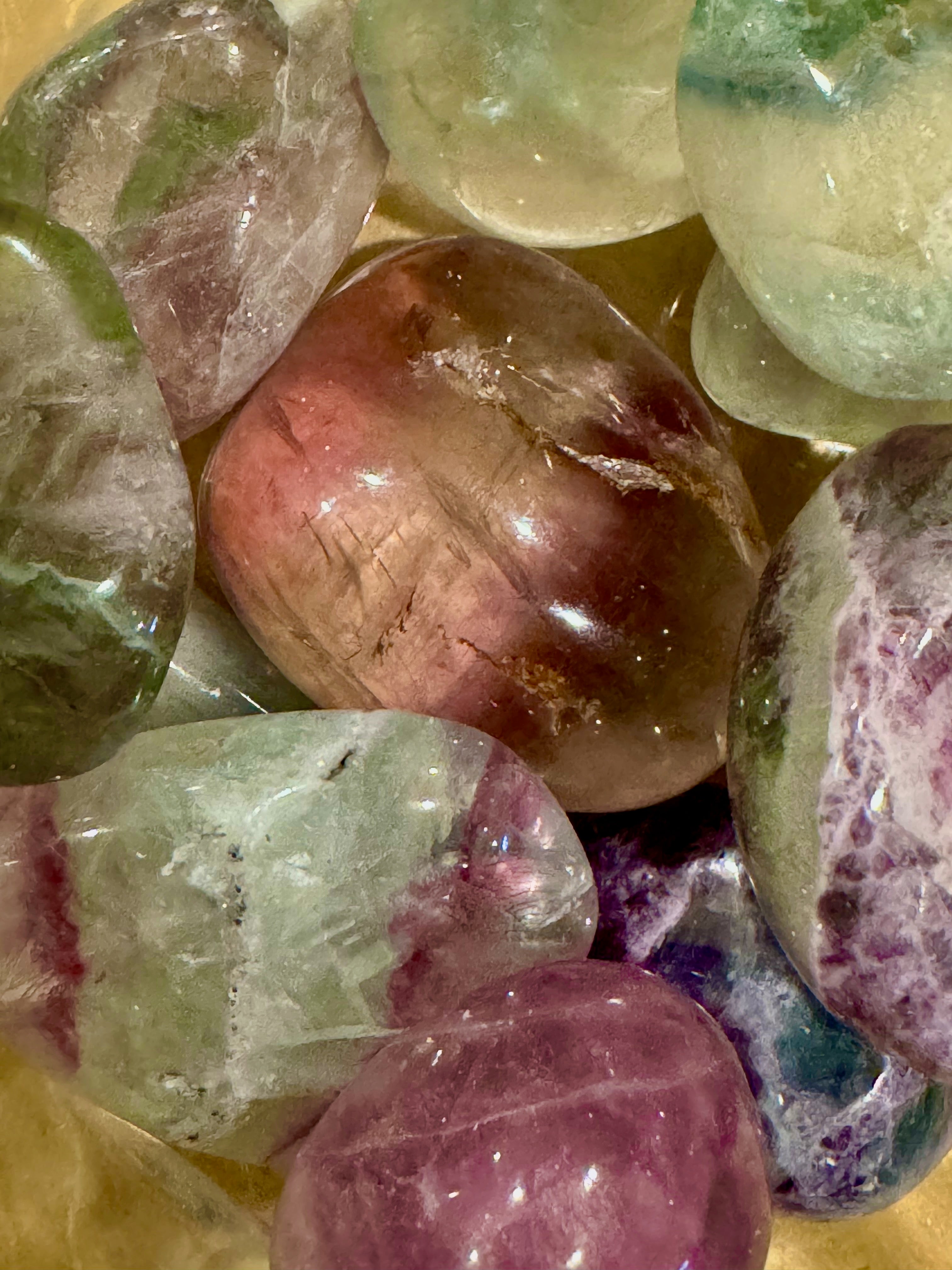 Rainbow Fluorite Crystal Tumbles