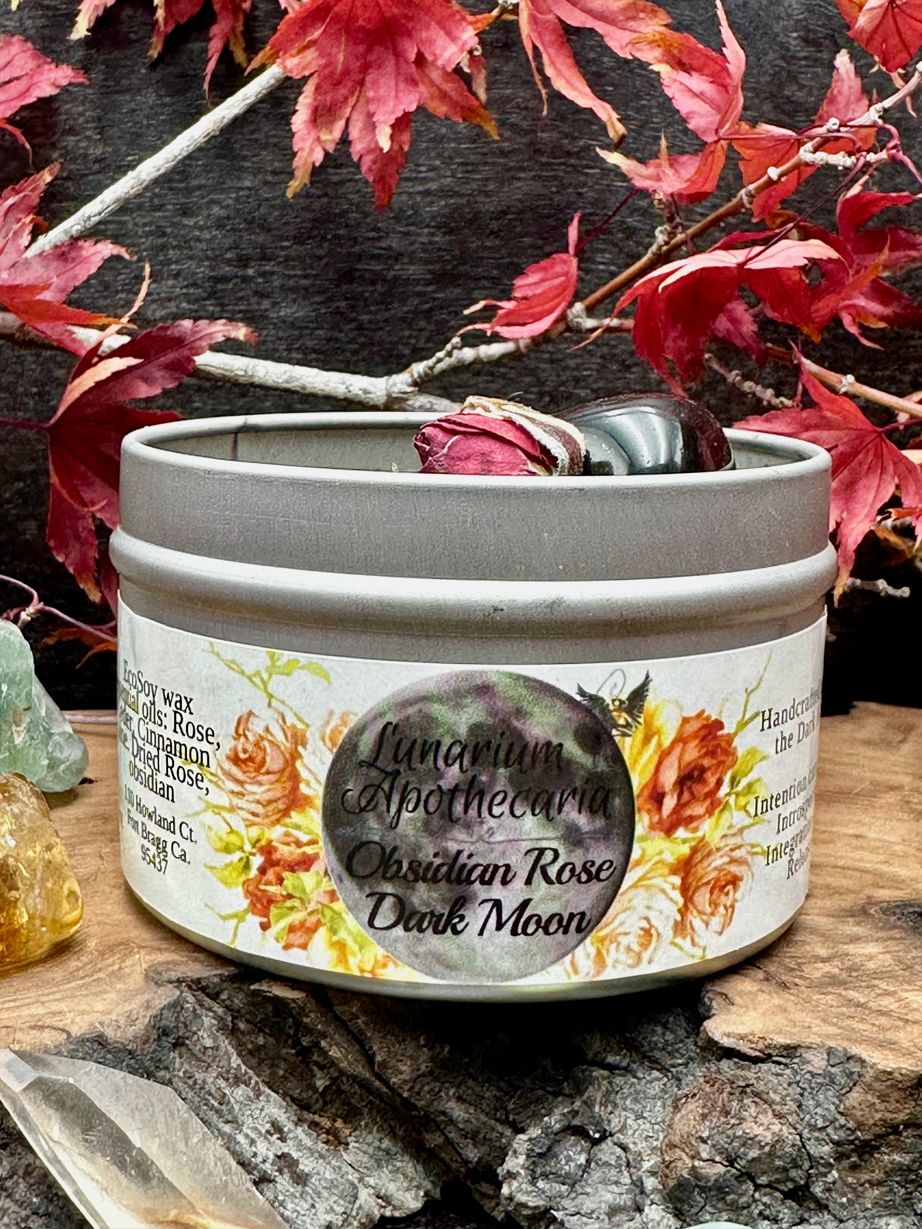 Obsidian Rose Dark Moon Intention Candle