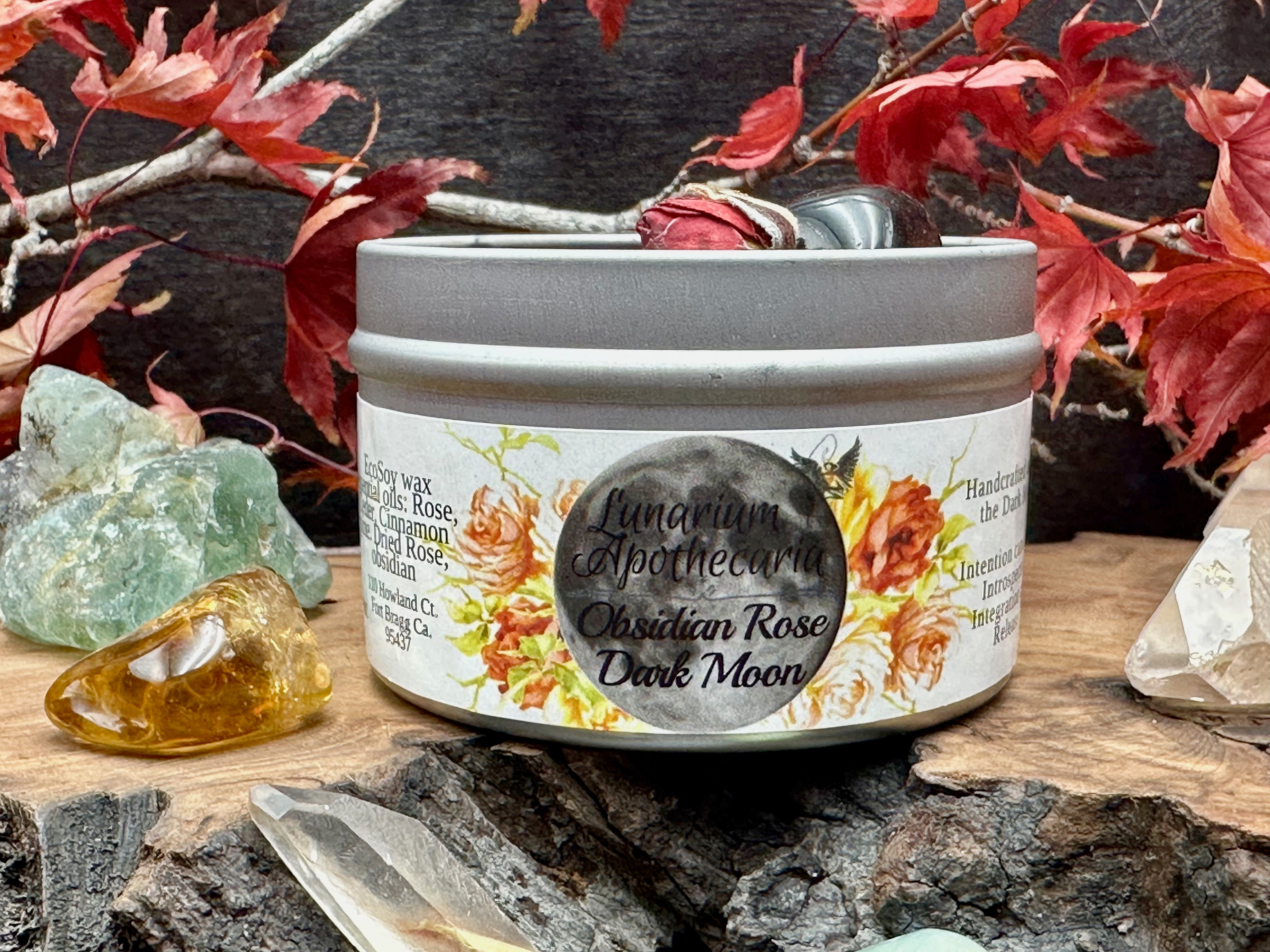 Obsidian Rose Dark Moon Intention Candle