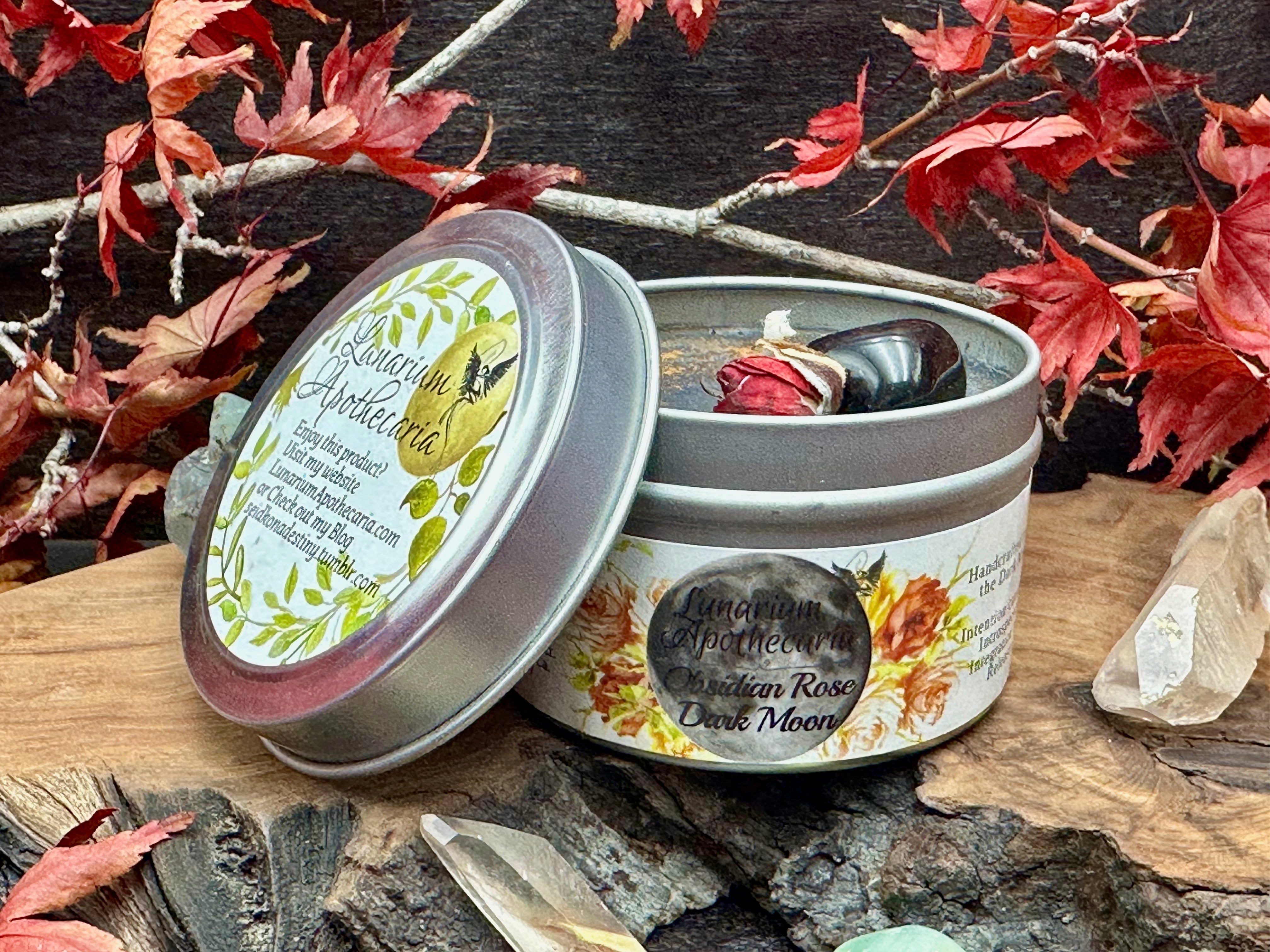 Obsidian Rose Dark Moon Intention Candle