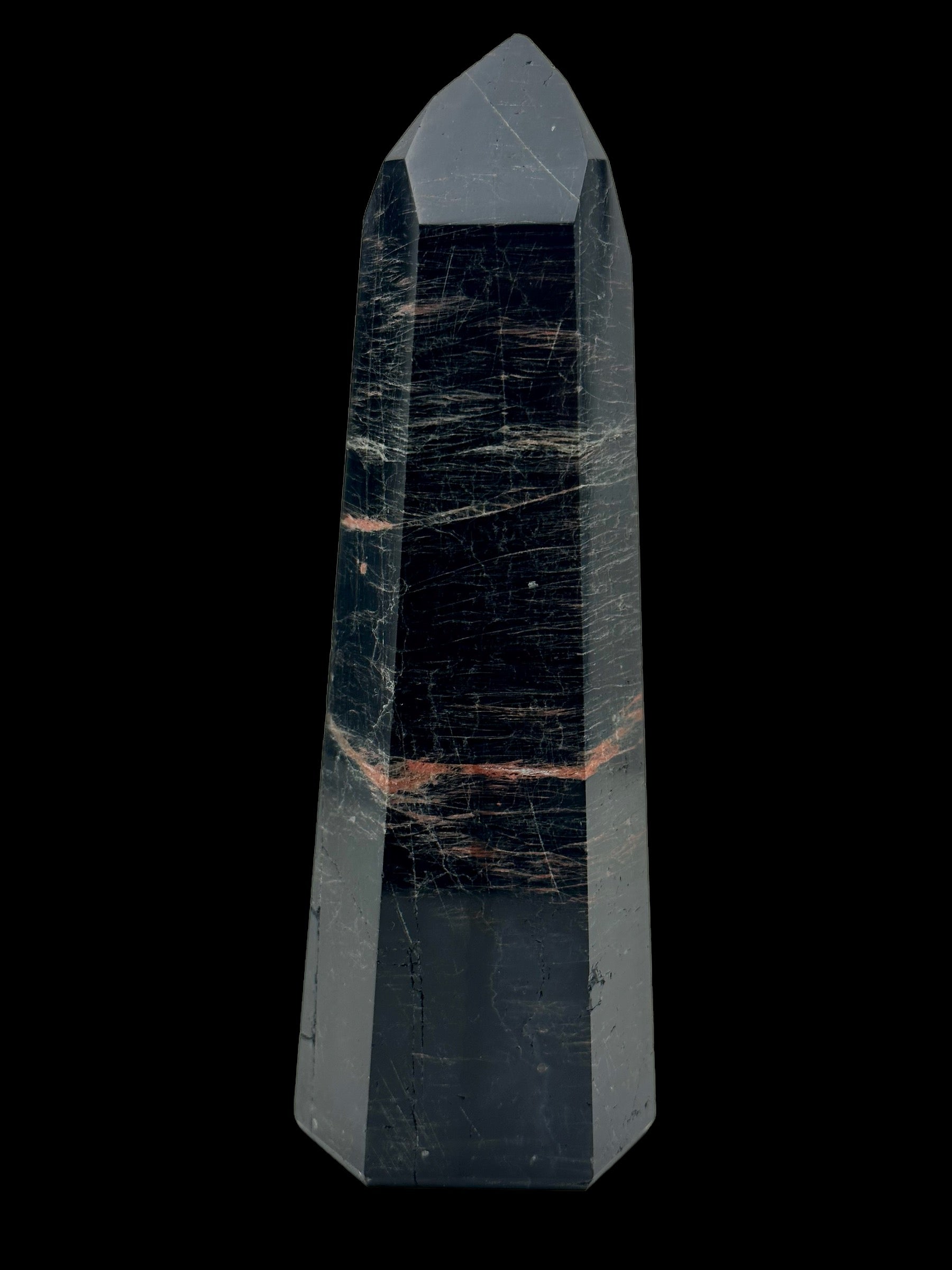 Black Tourmaline with Hematite Tower