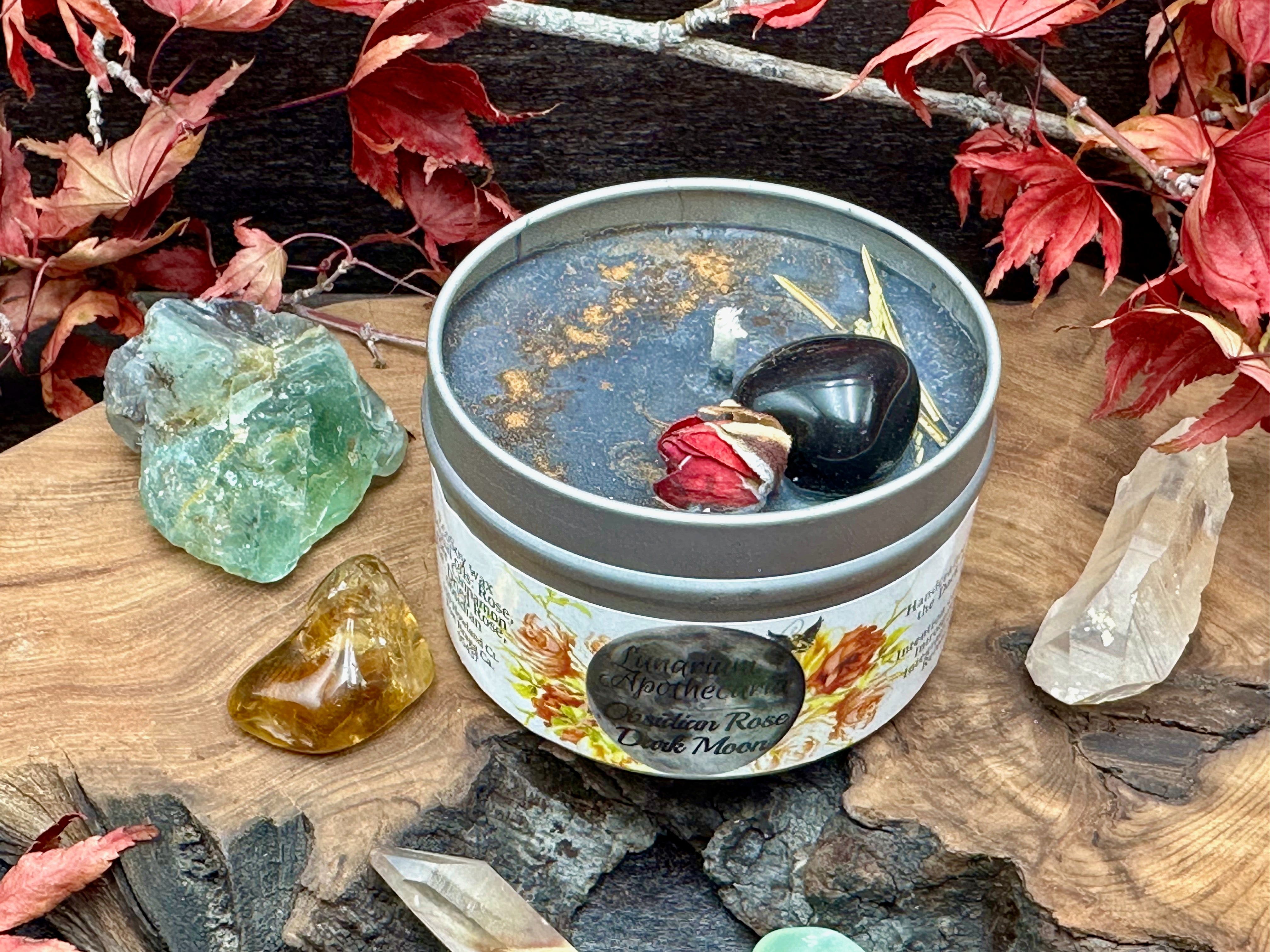 Obsidian Rose Dark Moon Intention Candle